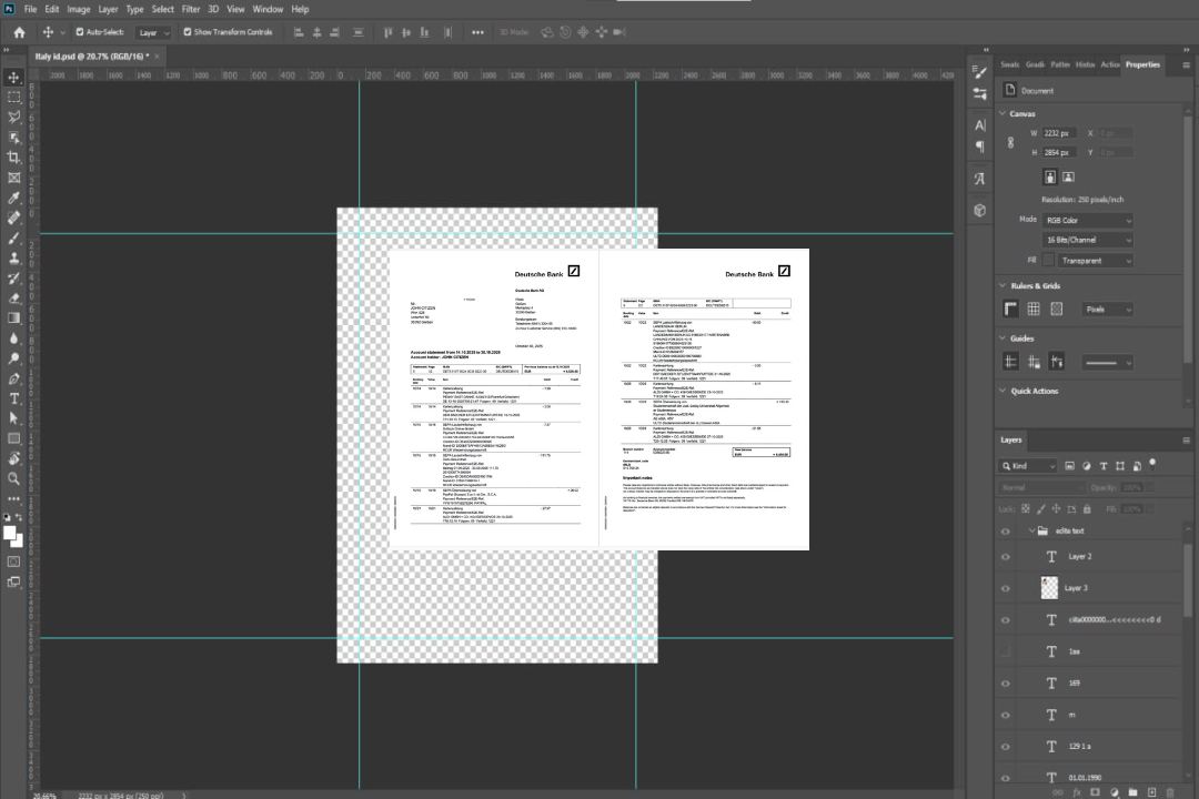 Allemagne Deutsche Bank relevé de compte Modèle Word et PDF, 2 pages template
